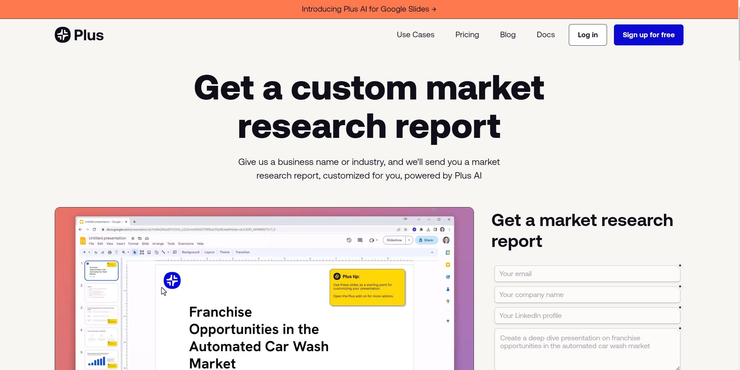 Plus AI for Market Research