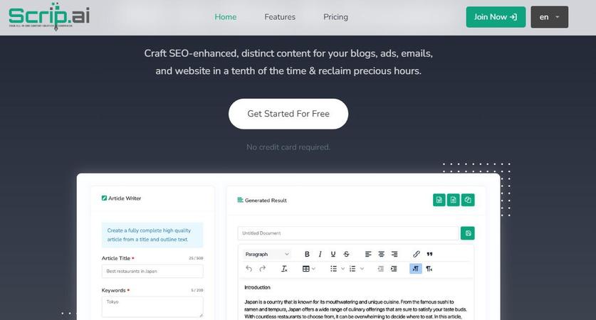 Scrip AI - Your All-in-One Content Creation Companion