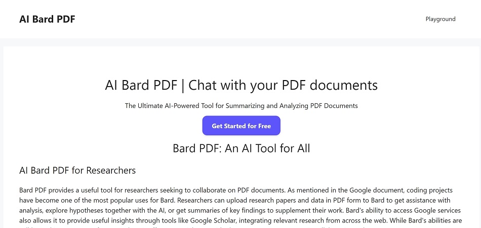 Bard PDF : Summarizing and Analyzing PDF Documents